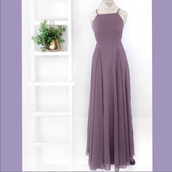 Flowy Maxi Crisscross Open Back Lilac Formal Dress - Picture 5 of 13